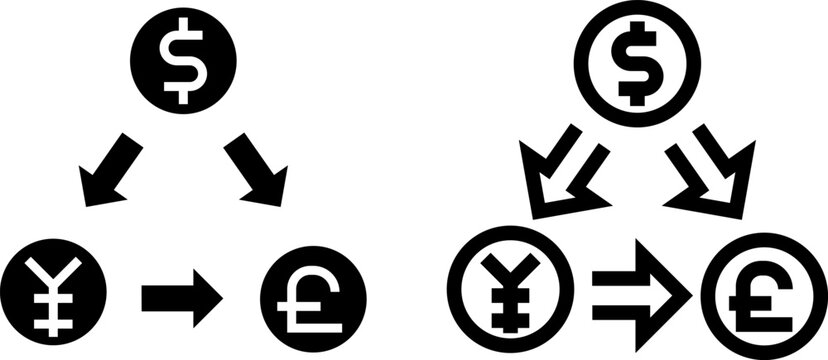money exchange icon, currency transfer sign symbol, glyph and line style. Vector illustration