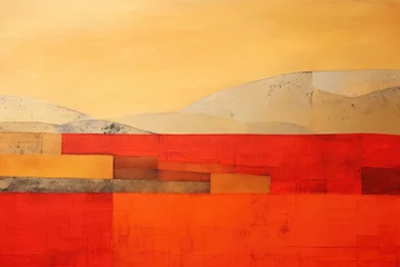 Poster Abstract landscape in red and orange © Tymofii