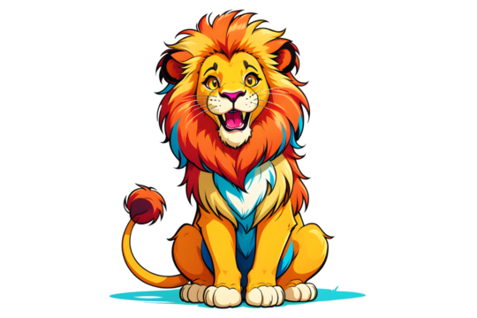 A Cartoonish Lion in a Playful Pose (PNG 10800x7200) - Powered by Adobe