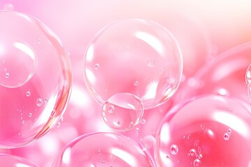 Beautiful Transparent Shiny Pink Soap Bubbles Floating