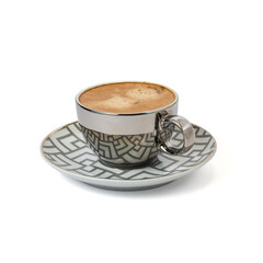 cup of coffee over white background