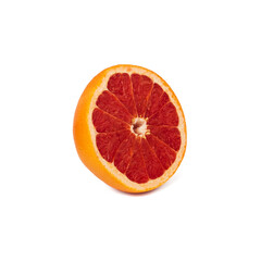 Pink ripe grapefruit slice on white isolated background