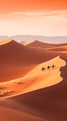 Camel caravan in the Sahara Desert, Merzouga, Morocco