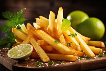 Fries French Fries fastfood Potato Fries snack with lime
