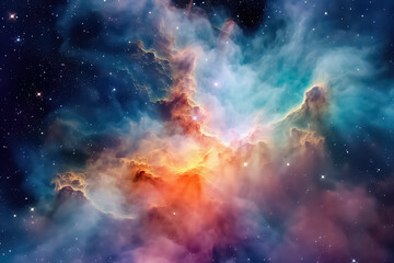 Fototapeta premium Infinite space background with nebulas and stars. AI