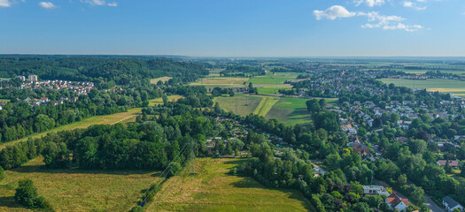 Obraz premium Ausblick auf das Schmuttertal bei Neusäß in Schwaben 