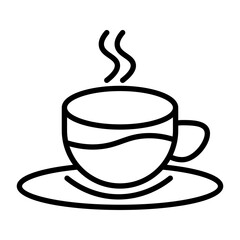 Cup of coffee icon. Cup flat icon. Thin line sign for design logo, visiting card, etc. High quality single outline symbol for web design or mobile app. Cup outline pictogram