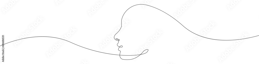 Poster face vector drawing with one line. face continuous drawing vector. face shape vector icon. face line