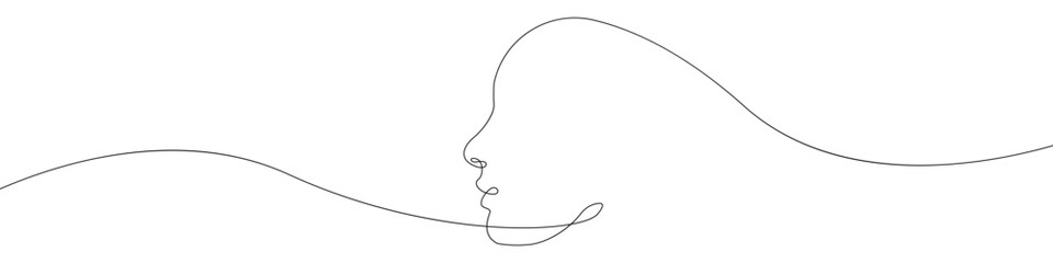 Face vector drawing with one line. Face continuous drawing vector. Face shape vector icon. Face linear icon design.