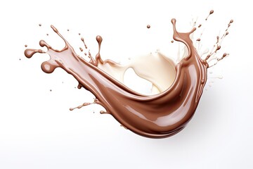 Chocolate milk splash isolated on white background