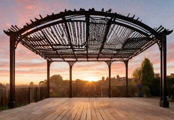 Morning Majesty: Hampstead Pergola Awakens in Sunrise Bliss - Powered by Adobe
