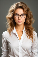 Woman wearing glasses and white shirt is posing for picture.