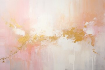 White Pink And Gold Abstract Oil Painting