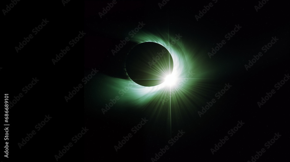 Wall mural total solar eclipse in the sky,created with generative ai tecnology.