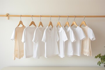 Wooden hangers dress in wardrobe