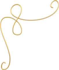 Gold decorative thin corner with curls for text - 3D rendering