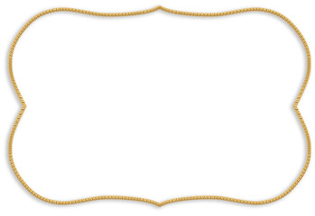 Gold decorative twisted frame border with shadow, 3D rendering