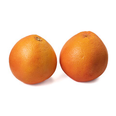 Pink ripe grapefruit slice on white isolated background