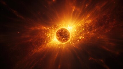 Glowing Sun Contrasting the Starry Cosmos in Our Solar System Dark Cosmos