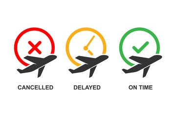 Flight Status icons isolated on background