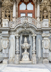 Marble engravings at facade of Ihlamur Pavilion, a former imperial Ottoman summer pavilion, located in Nisantasi Ihlamur Yolu street, Sisli district, Istanbul, Turkey