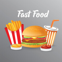 Fast food menu vector illustration .Set of cartoon vector food icons.