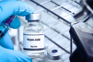 Fototapeta premium Herpes zoster vaccine in a vial, immunization and treatment of infection