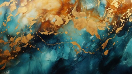 abstract golden blue jade wallpaper, copy space, 16:9