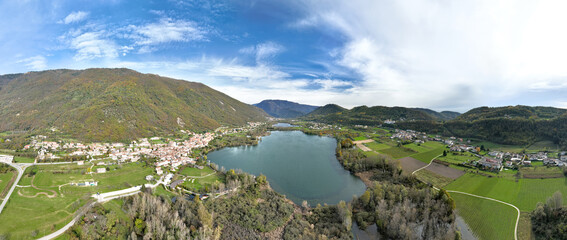 Laghi di Revine - Panoramica Aerea dall'alto Veneto,Italy