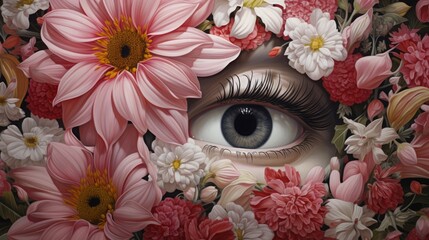 surreal, flowers, overhead, close-up, high resolution, copy space, 16:9