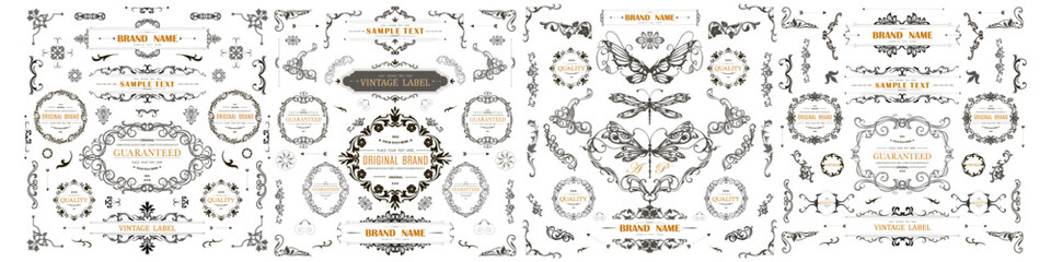 Set of Vintage Decorations Flourishes Elements. 