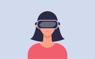 Illustration of  a woman with VR glasses