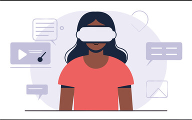 Illustration of  a woman with VR glasses
