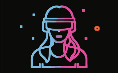 Obraz premium Illustration of a woman with VR glasses