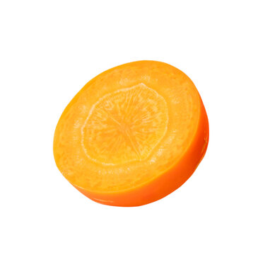 Fresh orange carrot slice isolated on white background with clipping path