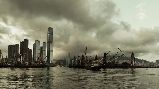 Hongkong urban city skyline with skyscraper in China, Asia.