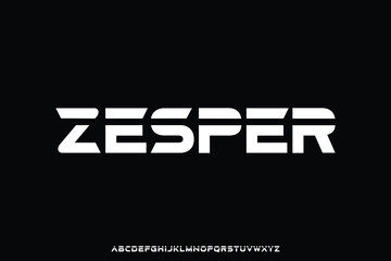 Modern futuristic alphabet display font vector. Creative decorative sans serif typography
