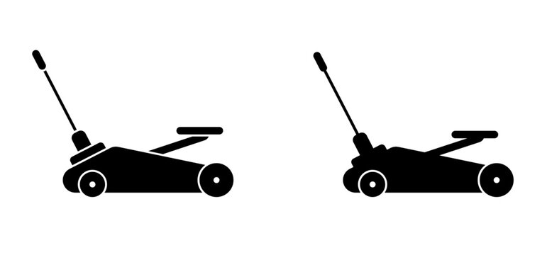 Hydraulic car jack or jack-screw icon. scissor jack shot or jack screw stand sign. drawing car lifter. Black floor lift jack logo. jacked the auto, Cars accessories. Repair, service equipment.