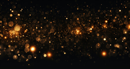 black and gold background with glitter bokeh effect, blue and gold, luxury, party, celebration,...