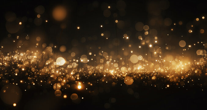 black and gold background with glitter bokeh effect, blue and gold, luxury, party, celebration, christmas, new year, birthday