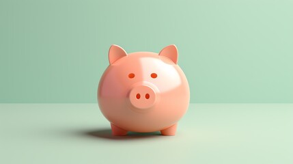a pink piggy bank on a green background