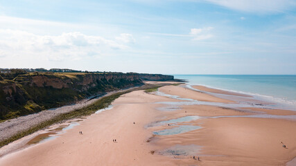 Photo aérienne par drone des plages du débarquement en normandie