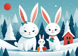 Cute christmas rabbits - 686698558