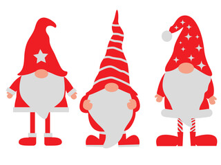 New Year's gnomes with long legs. vector drawing. flat