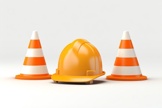 Traffic Cones On A White Background