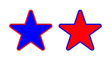 Red and blue star shape flat icons set vector. Collection of stars logo illustration isolated on white background.