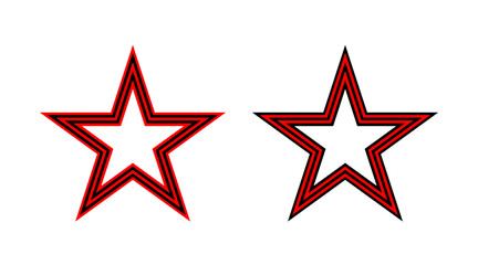Red and black star stripe icons set vector. Collection of stars shape logo illustration isolated on white background.