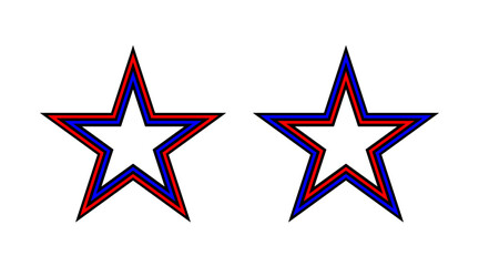 Black, red and blue star stripe icons set vector. Collection of stars shape logo illustration isolated on white background.