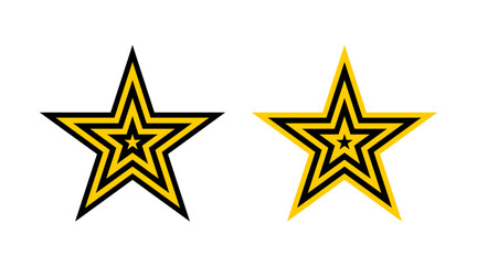 Black and yellow gold star stripe icons set illustration vector. Collection of stars shape logo isolated on white background.