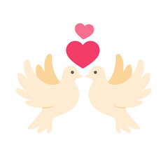 white pigeon couple For decorating wedding cards The concept of free and pure love.